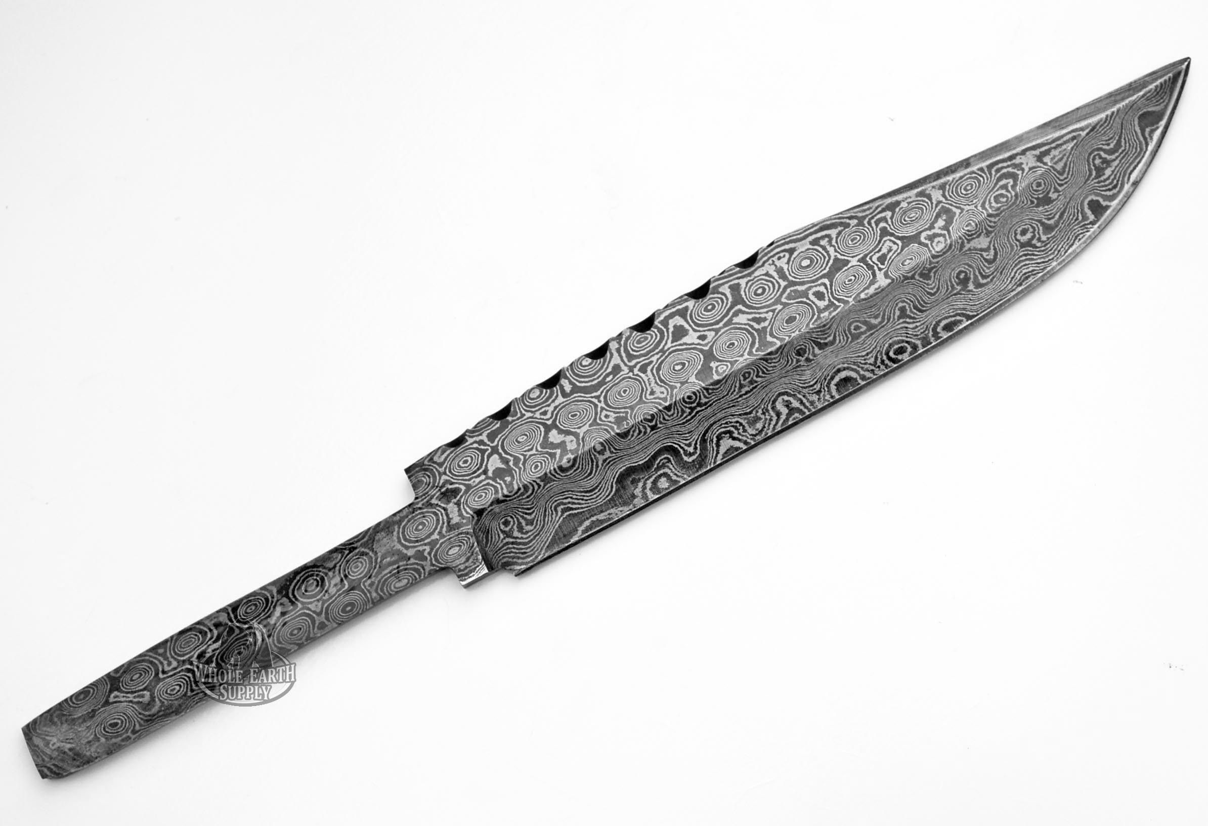 Large Partial Tang Clip Point Damascus Skinning Blank Blanks Blade Knife Knives Making High Carbon Steel