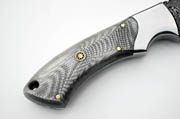 Drop Point Damascus Knife with White & Gray German Micarta Skinning Custom Knives with Leather Sheath