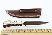 Stag Antler Damascus Knife Skinning Custom Knives Deer Drop Point Sheath