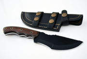 1095 Black Powder Coated Steel Tracker Knife Black & Brown Micarta Skinning Custom Knives with Leather Sheath