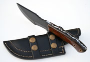 1095 Black Powder Coated Steel Tracker Knife Black & Brown Micarta Skinning Custom Knives with Leather Sheath