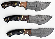 Ladder Damascus Tracker Knife Knives Ram Horn Handle with Wood Inlay Blank +Sheath