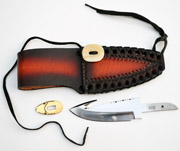 Custom Knife Kit Guthook Blank Blade Knife Small Hunter Making with Brass Guard Bolster & Sheath Set