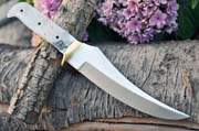CUSTOM BLANK UPSWEPT SKINNER Knife Making Blade w/Brass Guard Bolster #011