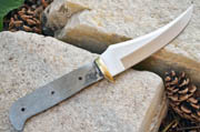 CUSTOM BLANK UPSWEPT SKINNER Knife Making Blade w/Brass Guard Bolster #011