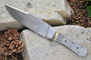 CUSTOM BLANK Large Coffin Bowie Knife Making Blade w/Brass Guard Bolster Big #12