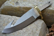 CUSTOM BLANK Guthook Knife Making Hunter Blade w/Brass Guard Bolster #SM02