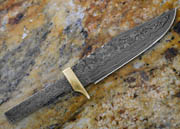 Clip Point Bowie Damascus Knife Blank Blade Partial Tang with Brass Bolster Skinning Skinner