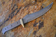 Large Upswept Damascus Knife Blank Blade with Brass Bolster Skinning Skinner