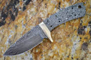 Drop Point Damascus Knife Blank Blade with Brass Bolster Skinning Skinner