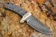 Drop Point Damascus Knife Blank Blade with Brass Bolster Skinning Skinner