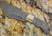 Tracker Damascus Knife Blank Blade with Brass Bolster Skinning Skinner