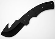 1095 High Carbon Steel Guthook Knife Blank Blade Skinning Skinner 1095HC Black Powder Coated