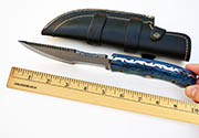 Raindrop Damascus Tracker Knife Knives Blue Wood Handle Blank +Sheath