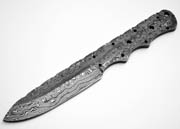 (Knife Kit) Build Your Own Damascus Drop Point Knife with Black & Red Buffalo Horn Handles and Mosaic Pin Combo Blank 